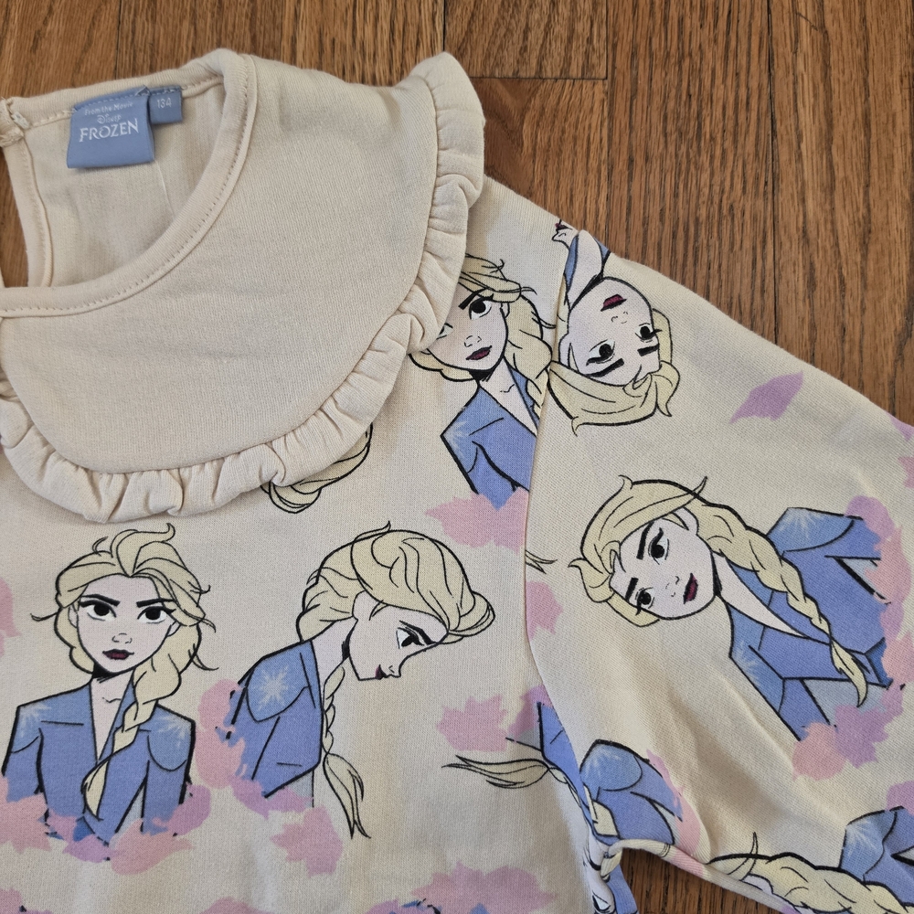 NWT! Disney Frozen Elsa Ruffle Collar Top - Cream & Blue